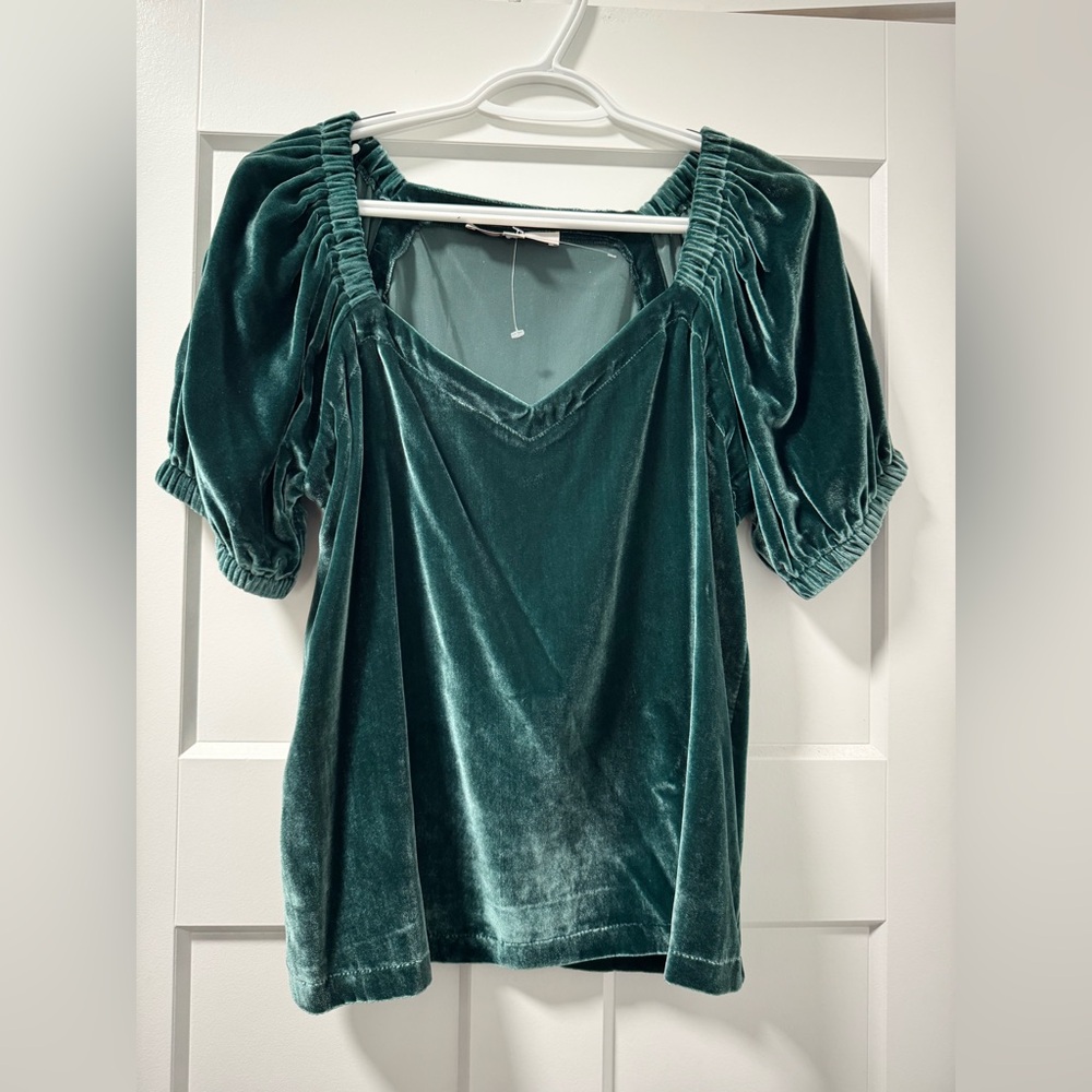 NWOT Loft velvet green top!